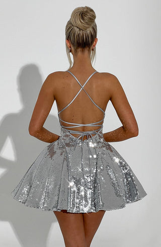 Electra Mini Dress - Silver - glavon