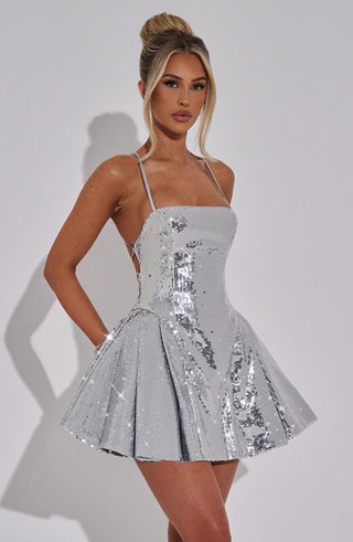 Electra Mini Dress - Silver - glavon
