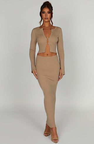 Elia Maxi Skirt - Beige - glavon