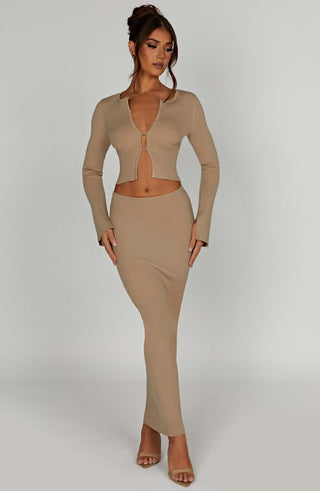 Elia Maxi Skirt - Beige - glavon
