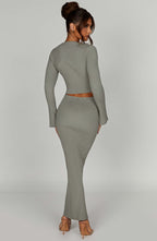 Elia Maxi Skirt - Khaki - Napalia