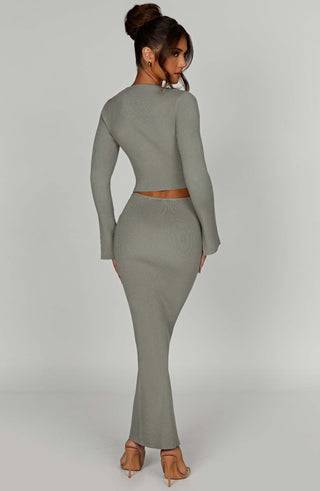 Elia Maxi Skirt - Khaki - glavon
