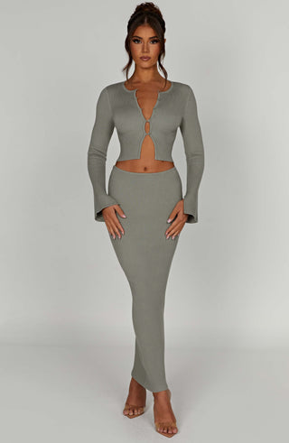 Elia Maxi Skirt - Khaki - glavon