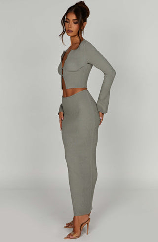 Elia Maxi Skirt - Khaki - glavon