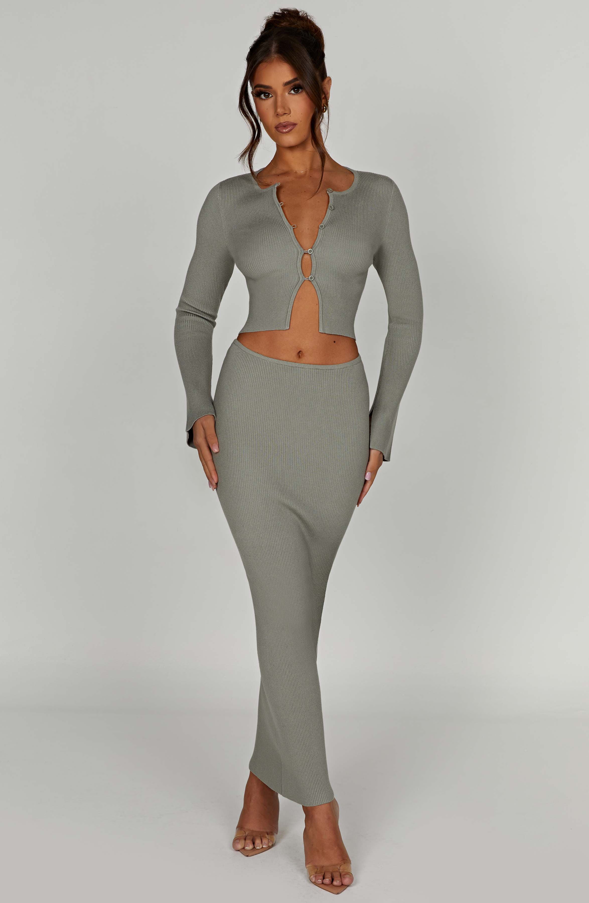 Elia Maxi Skirt - Khaki - Napalia