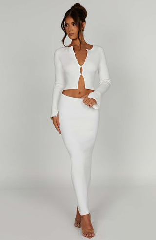 Elia Maxi Skirt - White - glavon