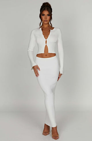 Elia Maxi Skirt - White - glavon