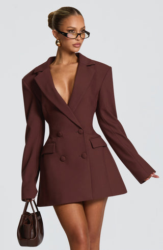 Elvira Mini Dress - Plum Brown - glavon