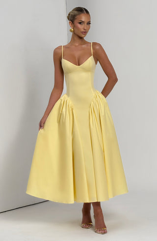 Emerson Midi Dress - Lemon - glavon