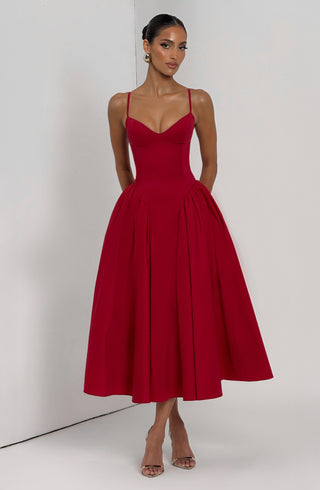 Emerson Midi Dress - Red - glavon