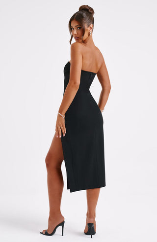 Emmaline Midi Dress - Black - glavon
