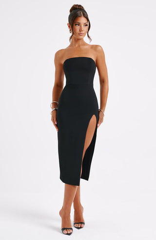 Emmaline Midi Dress - Black - glavon