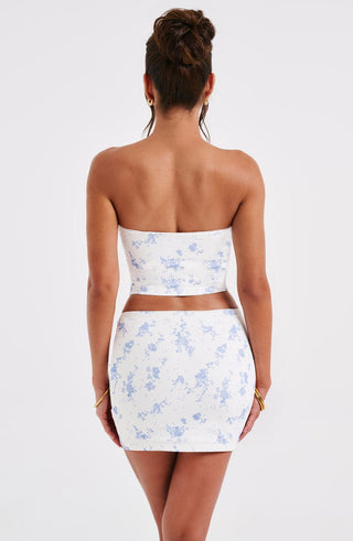 Esmeralda Mini Skirt - Blue Ditsy Print - glavon