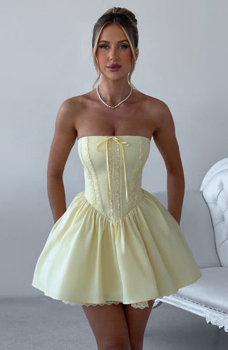 Evie Mini Dress - Lemon - glavon