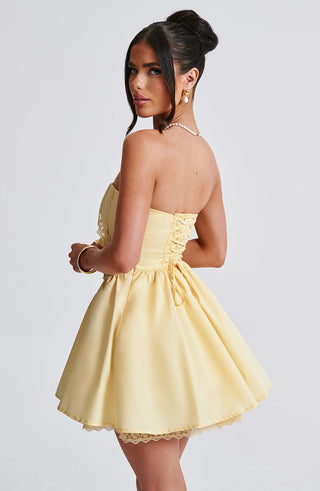 Evie Mini Dress - Lemon - glavon