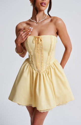 Evie Mini Dress - Lemon - glavon