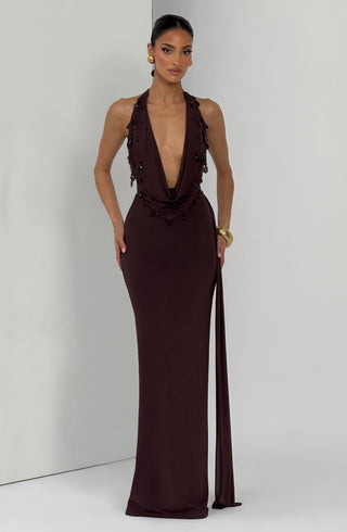 Fabia Maxi Dress - Plum Brown - glavon