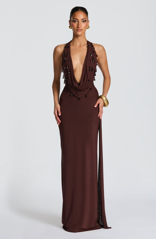 Fabia Maxi Dress - Plum Brown - glavon