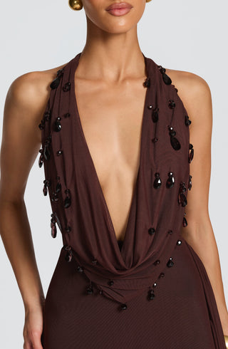 Fabia Maxi Dress - Plum Brown - glavon