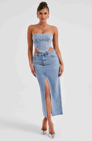 Flor Maxi Skirt - Blue - glavon