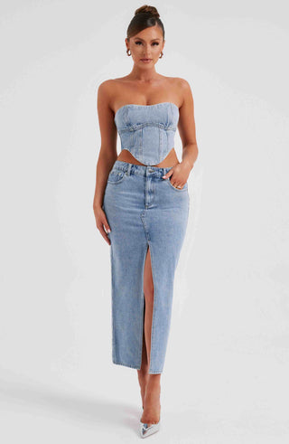 Flor Maxi Skirt - Blue - glavon