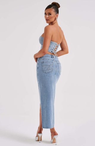 Flor Maxi Skirt - Blue - glavon