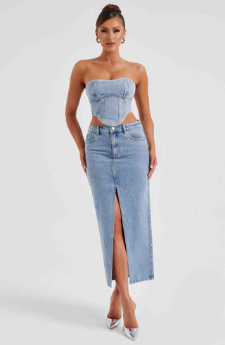 Flor Maxi Skirt - Blue - glavon