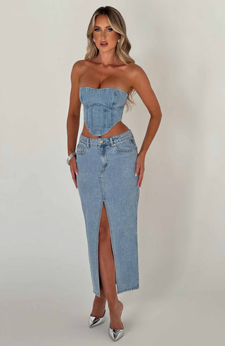 Flor Maxi Skirt - Blue - glavon