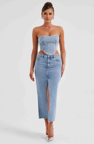 Flor Maxi Skirt - Blue - glavon