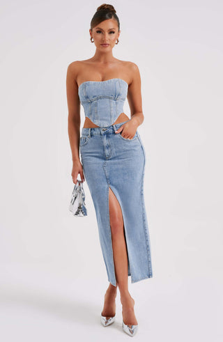 Flor Maxi Skirt - Blue - glavon