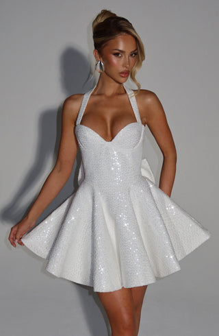 Georgette Mini Dress - Ivory - glavon