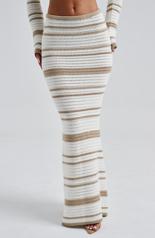 Georgia Maxi Skirt - Beige/White - glavon