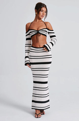 Georgia Maxi Skirt - Black/White - glavon