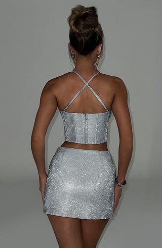 Glacia Mini Skirt - Silver Sparkle - glavon
