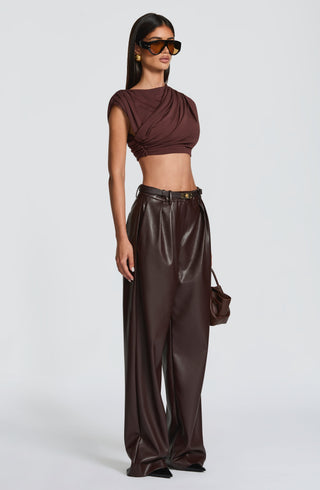 Glenda Pants - Plum Brown - glavon