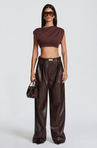 Glenda Pants - Plum Brown - glavon