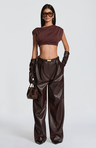 Glenda Pants - Plum Brown - glavon