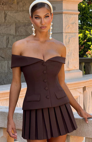 Gretchen Mini Skirt - Plum Brown - glavon