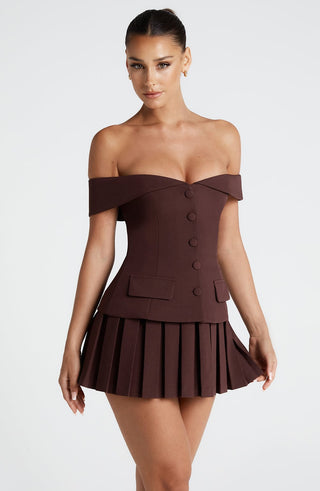 Gretchen Mini Skirt - Plum Brown - glavon