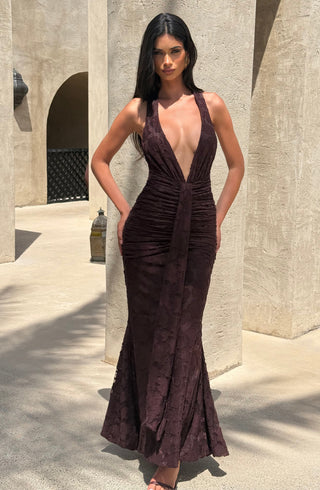 Guinevere Maxi Dress - Plum Brown - glavon