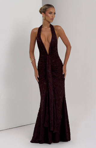 Guinevere Maxi Dress - Plum Brown - glavon