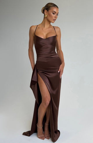 Helen Maxi Dress - Plum Brown - glavon