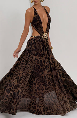Indianna Maxi Dress - Leopard Print - glavon