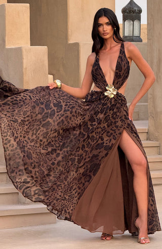 Indianna Maxi Dress - Leopard Print - glavon