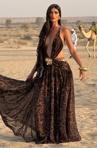 Indianna Maxi Dress - Leopard Print - glavon