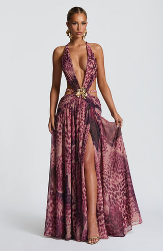Indianna Maxi Dress - Magenta Orchid Print - glavon