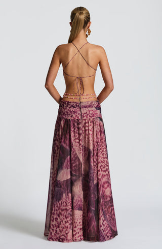 Indianna Maxi Dress - Magenta Orchid Print - glavon