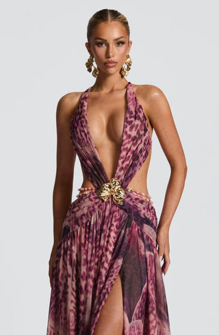 Indianna Maxi Dress - Magenta Orchid Print - glavon
