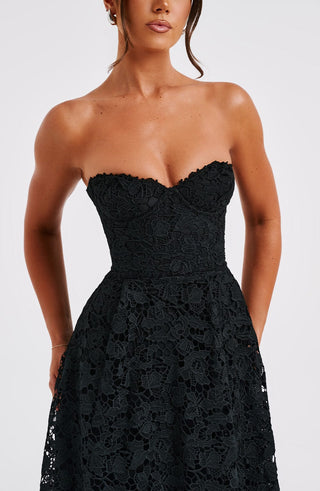 Ishani Midi Dress - Black - glavon