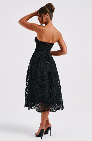 Ishani Midi Dress - Black - glavon